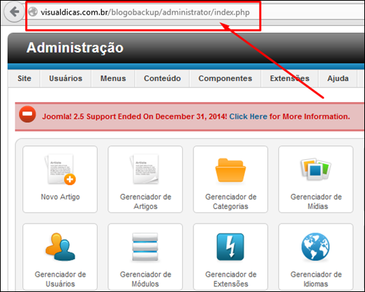 Como recuperar o backup do seu site no Joomla 2.5 - Visual Dicas