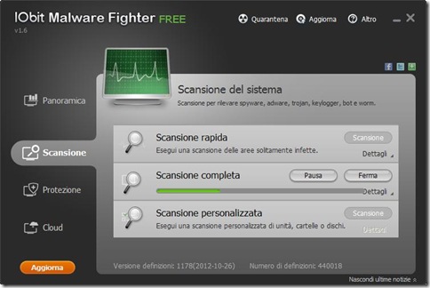 IObit Malware Fighter Free Scansione