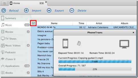 PhoneTrans esportare file dal dispositivo Apple al PC