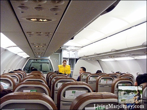 Airbus A320 aircraft interior. 