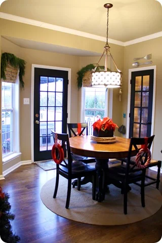 decorating with poinsettias wood table