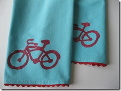 dish towel with bike stencil