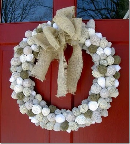 Winter wreath--rolled felt flower wreath