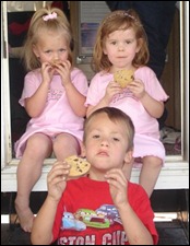 Lillian, Ellie and Anthony enjoying grandma cookies