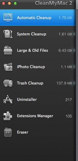 Clean My Mac 2 Sidebar