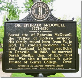 Dr. Ephraim McDowell side of the marker #2281, Danville, KY