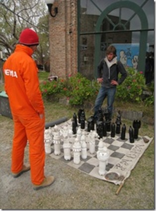 homemade outdoor chess set