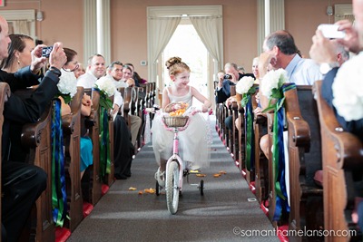 _Samantha_Melanson_ flower girl on tricycle