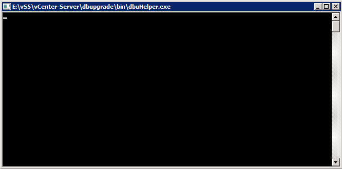 VMware vCenter Server Installer - vCenter-Server\dbuupgrade\bin\dbuHelper.exe empty command window