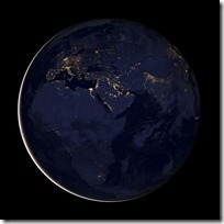 foto bumi malam hari dari nasa - eropa - afrika - timur tengah