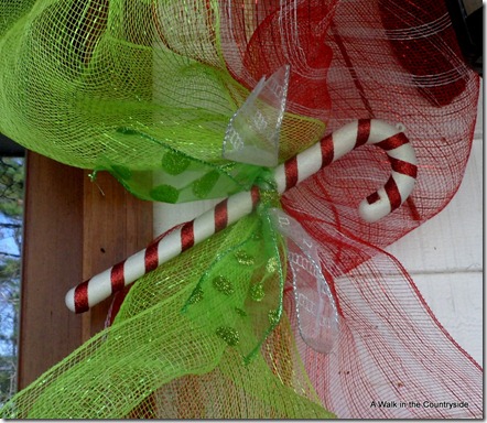 A Walk in the Countryside: Christmas Front Door in Candy and Mesh Ribbon