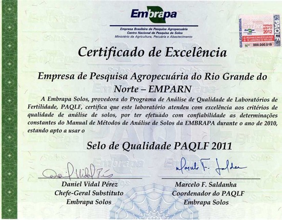 Certificado PAQLF 2011