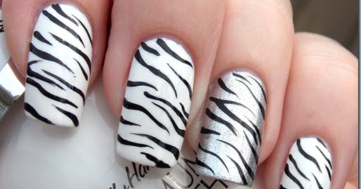 Nail Treasures: White and Silver Zebra Nails