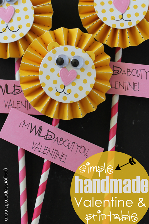 Simple Handmade Valentine & Printable ~ I'm Wild About YOU, Valentine at GingerSnapCrafts.com #valentine