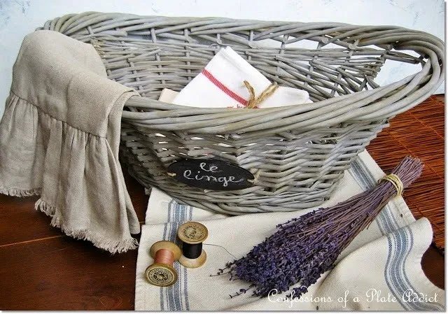 CONFESSIONS OF A PLATE ADDICT DIY Grey Willow French Laundry Basket