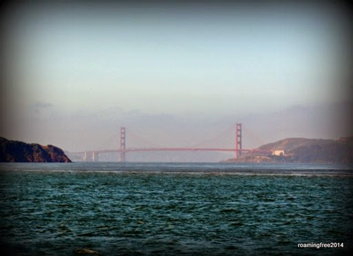 Golden Gate Bridge -- difficult to see in the morning fog