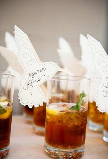 Savannah Wedding die cut out place cards signature drink