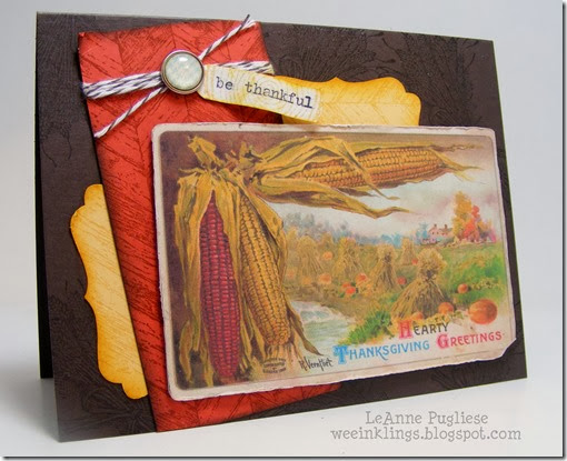 LeAnne Pugliese WeeInklings ColourQ214 Truly Grateful Vintage Thanksgiving Card