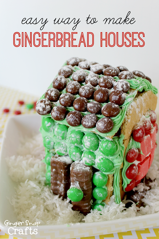 Easy Way to Make Gingerbread Houses at GingerSnapCrafts.com #HolidayMM #shop #cbias #kidcraft #holiday