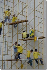 Construction workers at work