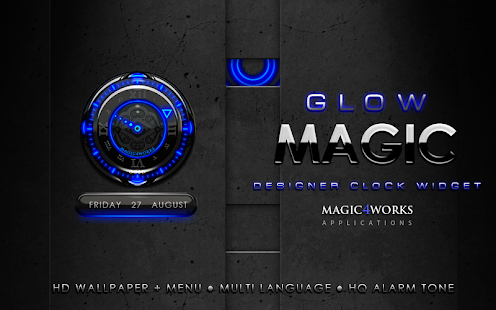 Clock widget Blue Glow Magic