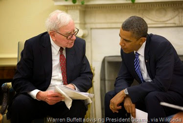 President Barack Obama meets with Warren Buffet in the Oval Office, July 14, 2010. (Official White House Photo by Pete Souza)

This official White House photograph is being made available only for publication by news organizations and/or for personal use printing by the subject(s) of the photograph. The photograph may not be manipulated in any way and may not be used in commercial or political materials, advertisements, emails, products, promotions that in any way suggests approval or endorsement of the President, the First Family, or the White House.