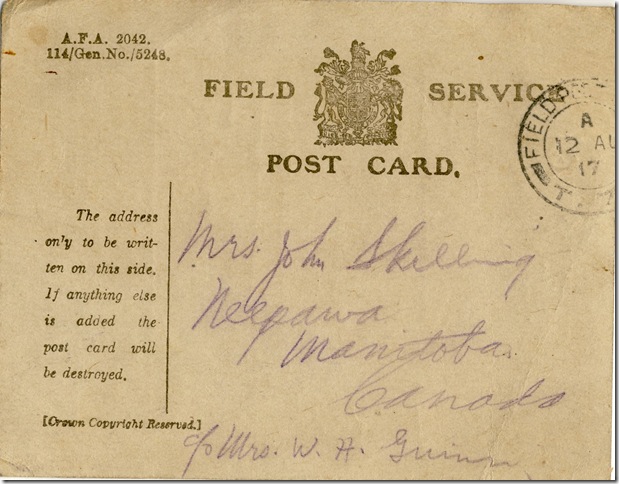 10 Aug 1917 Card Back