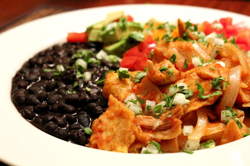 Chicken Chilaquiles with Saucy Black Beans