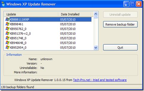 Windows XP Update Remover