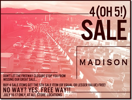 Madison 405 Freeway Closure Sale