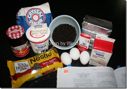Chocolate Raspberry Cheesecake Ingredients.