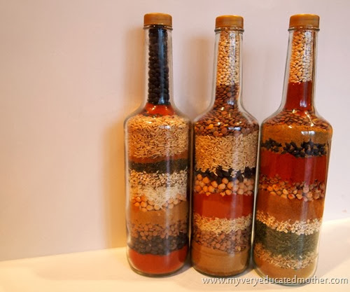 Grain, Seed, and Spice BottleArtProject #recycledcraft #holidaycrafting #giftidea #kidscraft