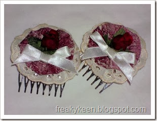 Red and White Hair Combs with Yo-Yos