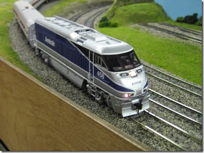 IMG_5391 Amtrak F59PHI #458 on the LK&R HO-Scale Layout at the WGH Show in Portland, OR on February 17, 2007
