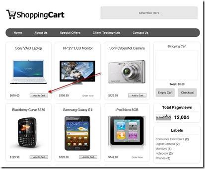 shopping cart blogger template