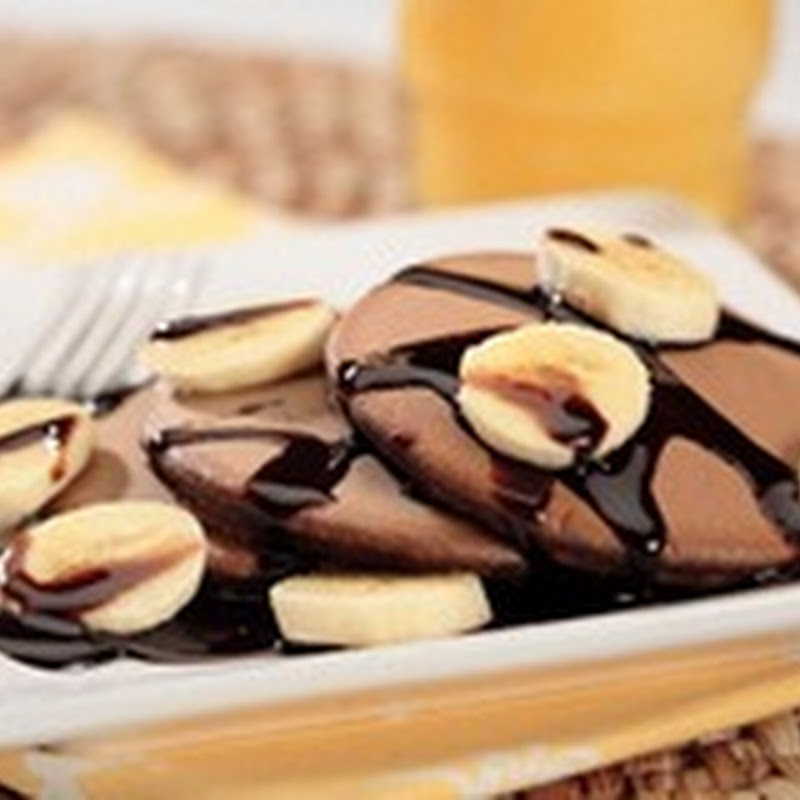 Tortitas de chocolate caliente y plátano