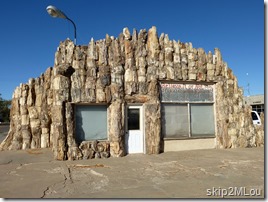 Oct 31, 2012: Gas station built of petrified wood by W.G. Brown in 1933