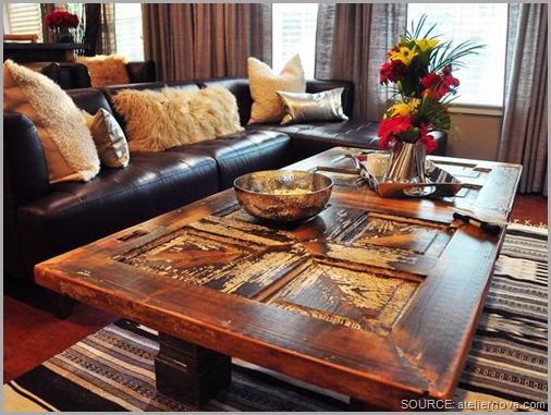 A beautiful old door becomes a stunning coffee table. CLICK to enlarge image.