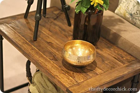 DIY wood and metal industrial side table