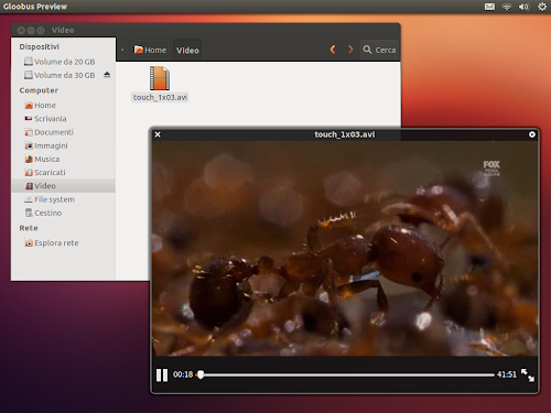 Gloobus Preview su Ubuntu 12.10 - video