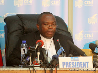 Président de la Ceni, Daniel Ngoy Mulunda le 9/12/2011 à Kinshasa, lors de la publication finale des résultats provisoire de la présidentielle de 2011 en RDC. Radio Okapi/ Ph. John Bompengo