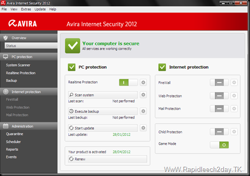 Download Avira Internet Security 2012 Latest Version with new key/license valid until 28-4-2012 + VDF Update