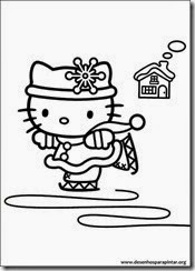 Hello Kitty de Natal desenhos para imprimir colorir e pintar