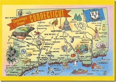 connecticut postcard map