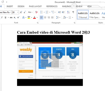 embed video on office word 2013
