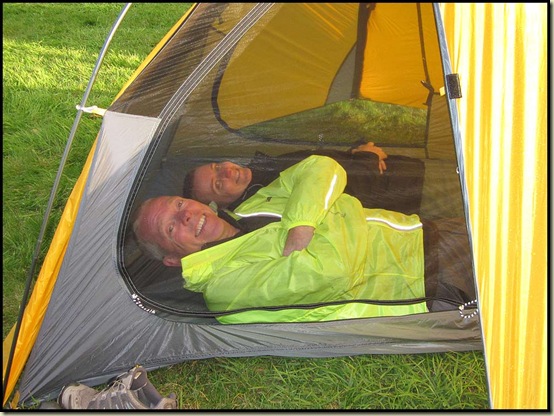 Mick and Gayle test a tent (and a windshirt)