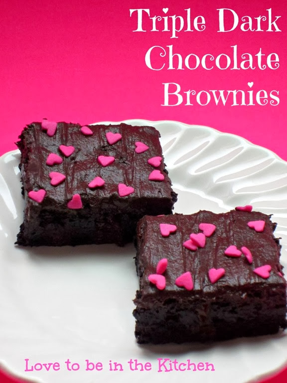 Triple Dark Chocolate Frosted Brownies from LovetobeintheKitchen.com #recipe #valentinesday #brownies