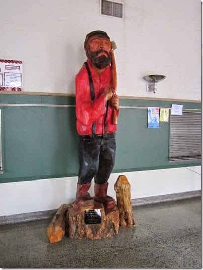 Lumberjack Statue in the Robert A. Long High School Cafeteria in Longview, Washington on May 5, 2012