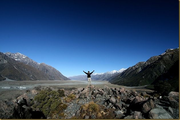 Laurence at the end of the Tasman Glacier