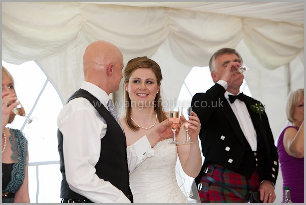 toast to the bride Wedding photographer at dollar academy, angus forbes